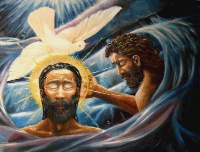 John baptising Jesus in the Jordan